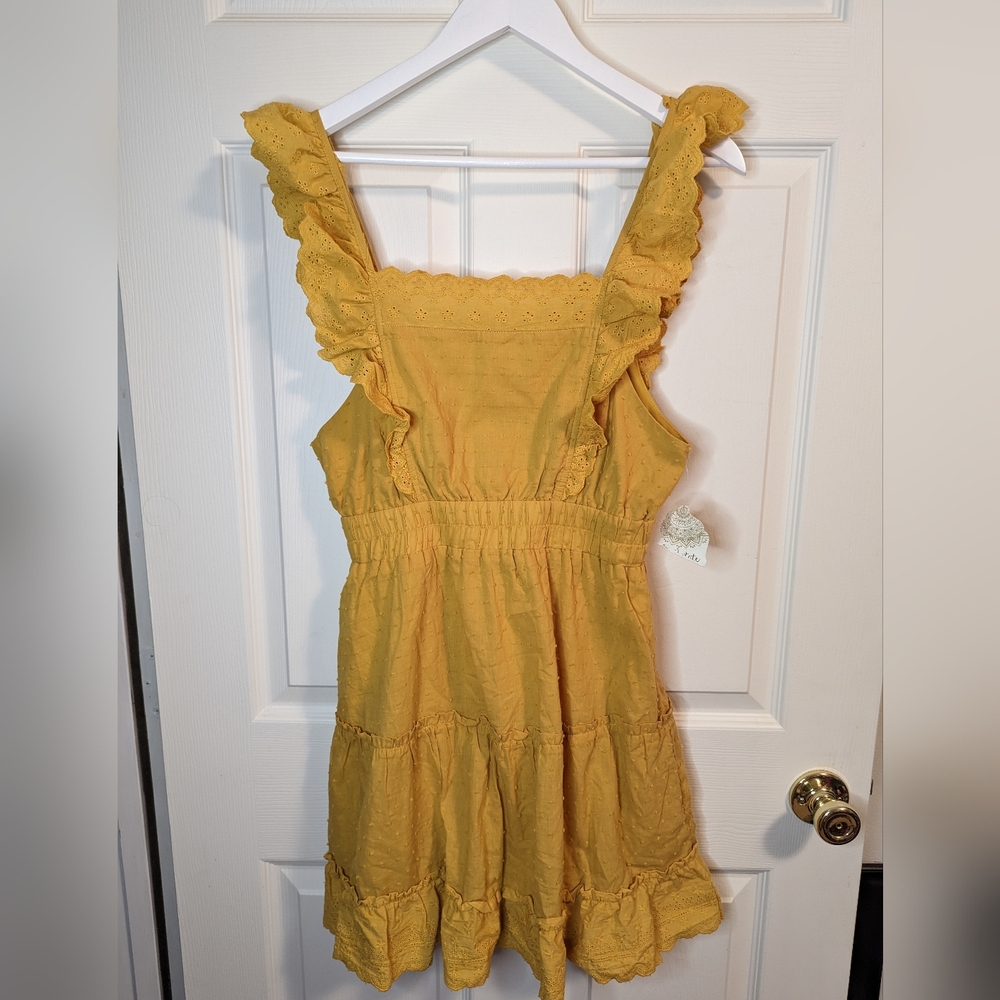 Altar'd State yellow ruffle sleeveless sun dress size large NWT